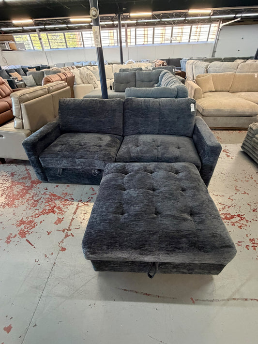 Modular Bob Charcoal 3 Piece Storage Loveseat with Storage Ottoman