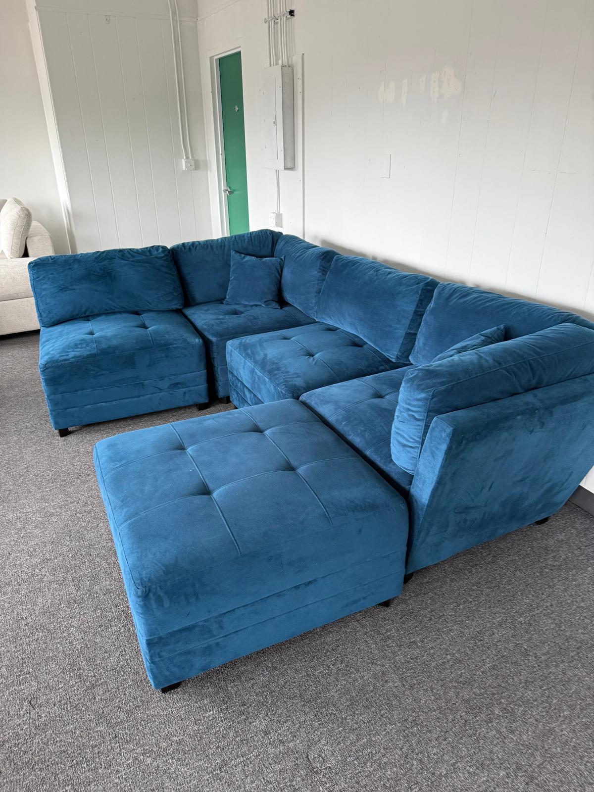Blue Velvet Modular Sectional