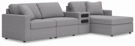 Modmax Sectional with Chaise & Audio Storage Console- Granite