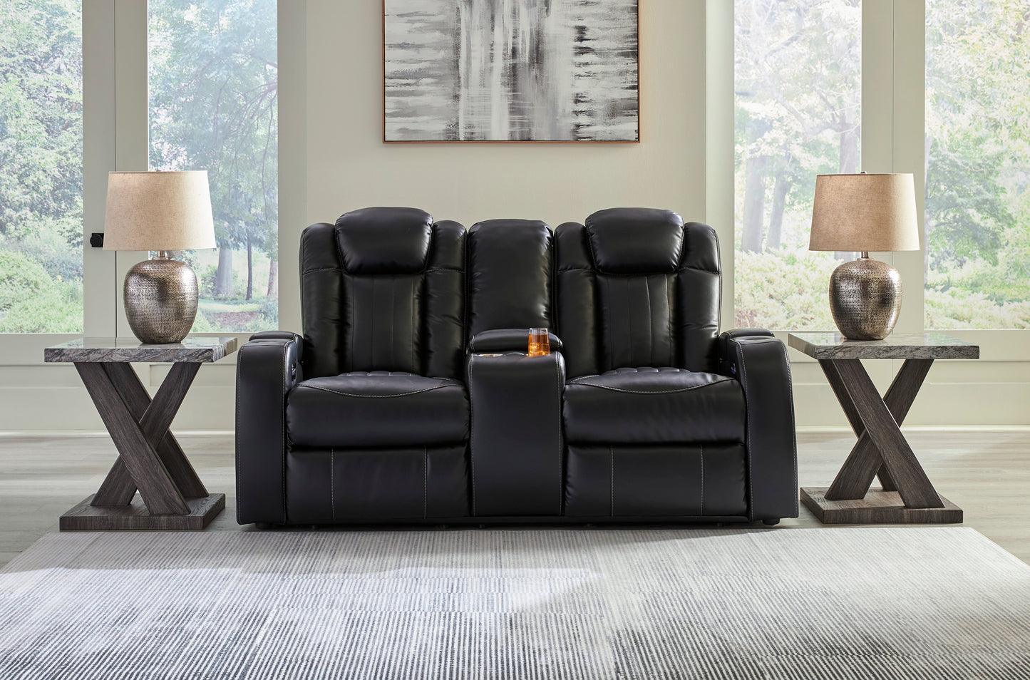 Caveman Den Dual Power Reclining Sofa and Loveseat