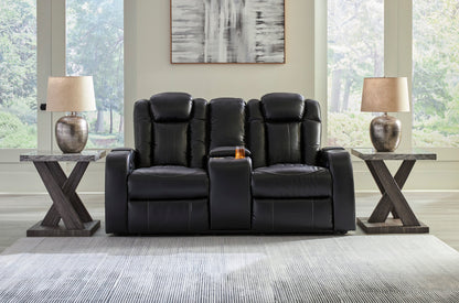 Caveman Den Dual Power Reclining Sofa and Loveseat