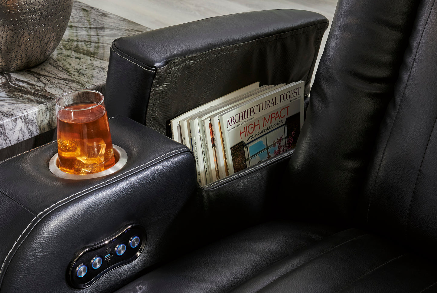 Caveman Den Dual Power Reclining Sofa and Loveseat