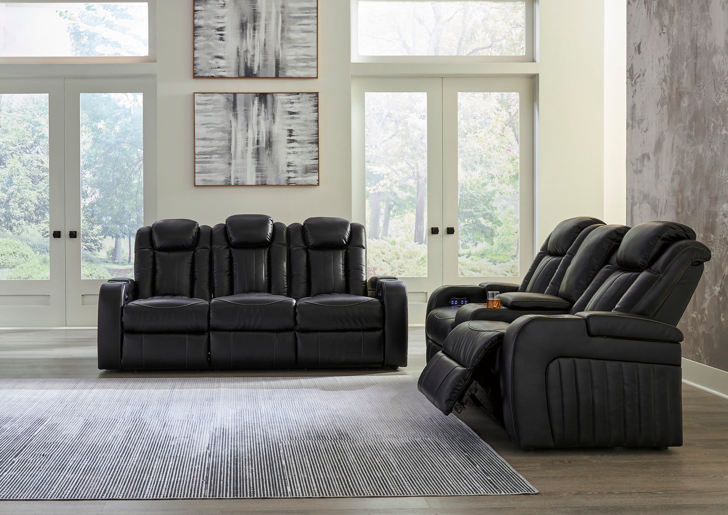 Caveman Den Dual Power Reclining Sofa and Loveseat