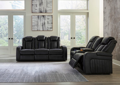Caveman Den Dual Power Reclining Sofa and Loveseat
