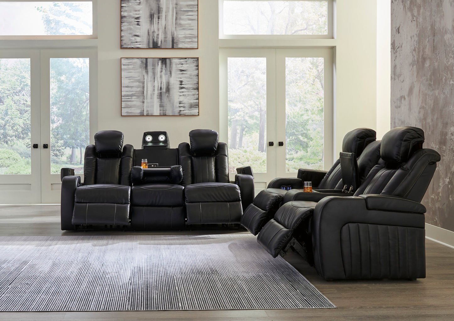 Caveman Den Dual Power Reclining Sofa and Loveseat