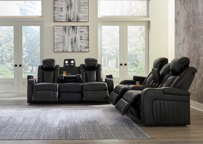 Caveman Den Dual Power Reclining Sofa and Loveseat
