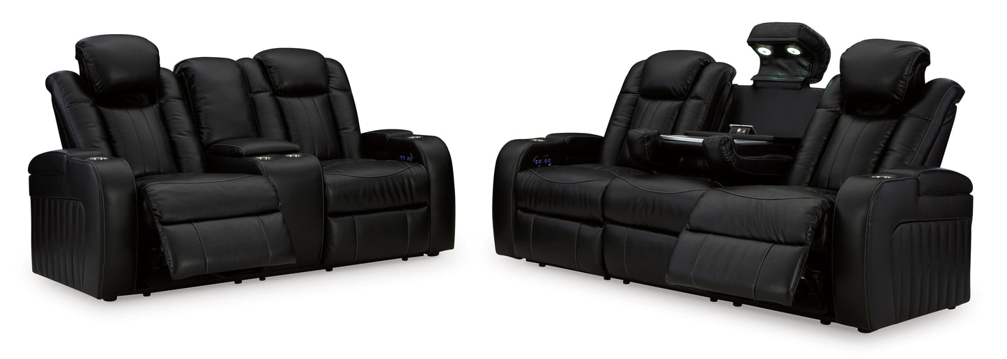 Caveman Den Dual Power Reclining Sofa and Loveseat