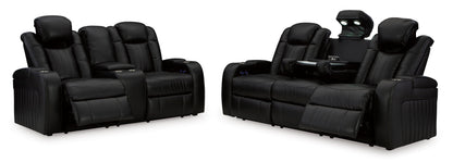 Caveman Den Dual Power Reclining Sofa and Loveseat