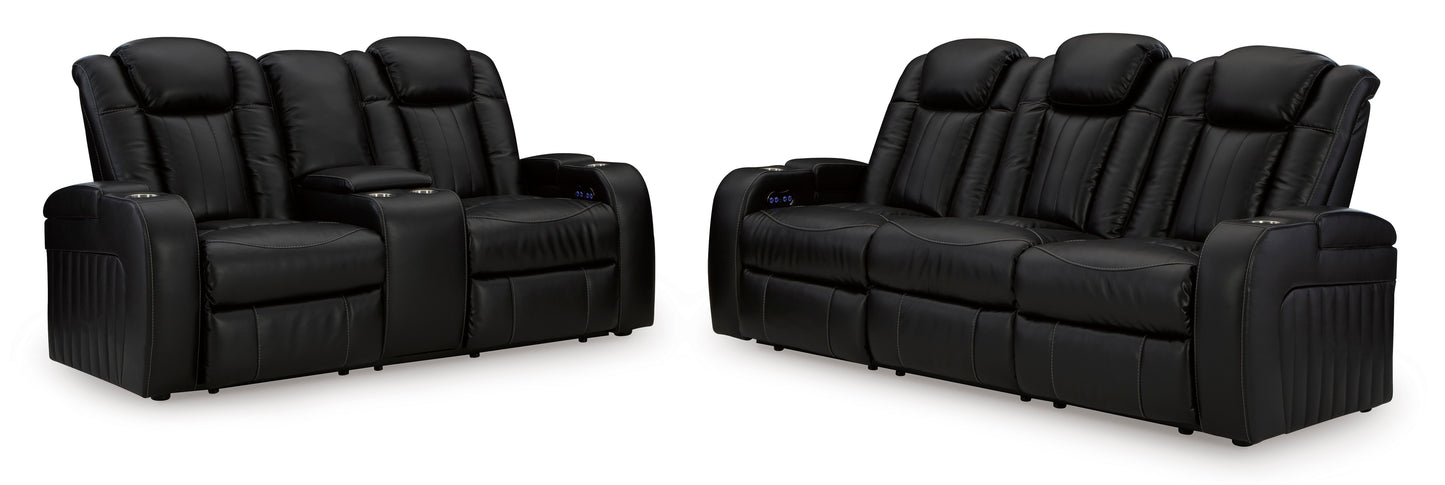 Caveman Den Dual Power Reclining Sofa and Loveseat