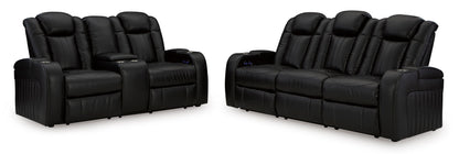 Caveman Den Dual Power Reclining Sofa and Loveseat