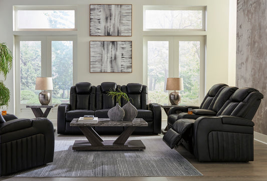 Caveman Den Dual Power Reclining Sofa and Loveseat