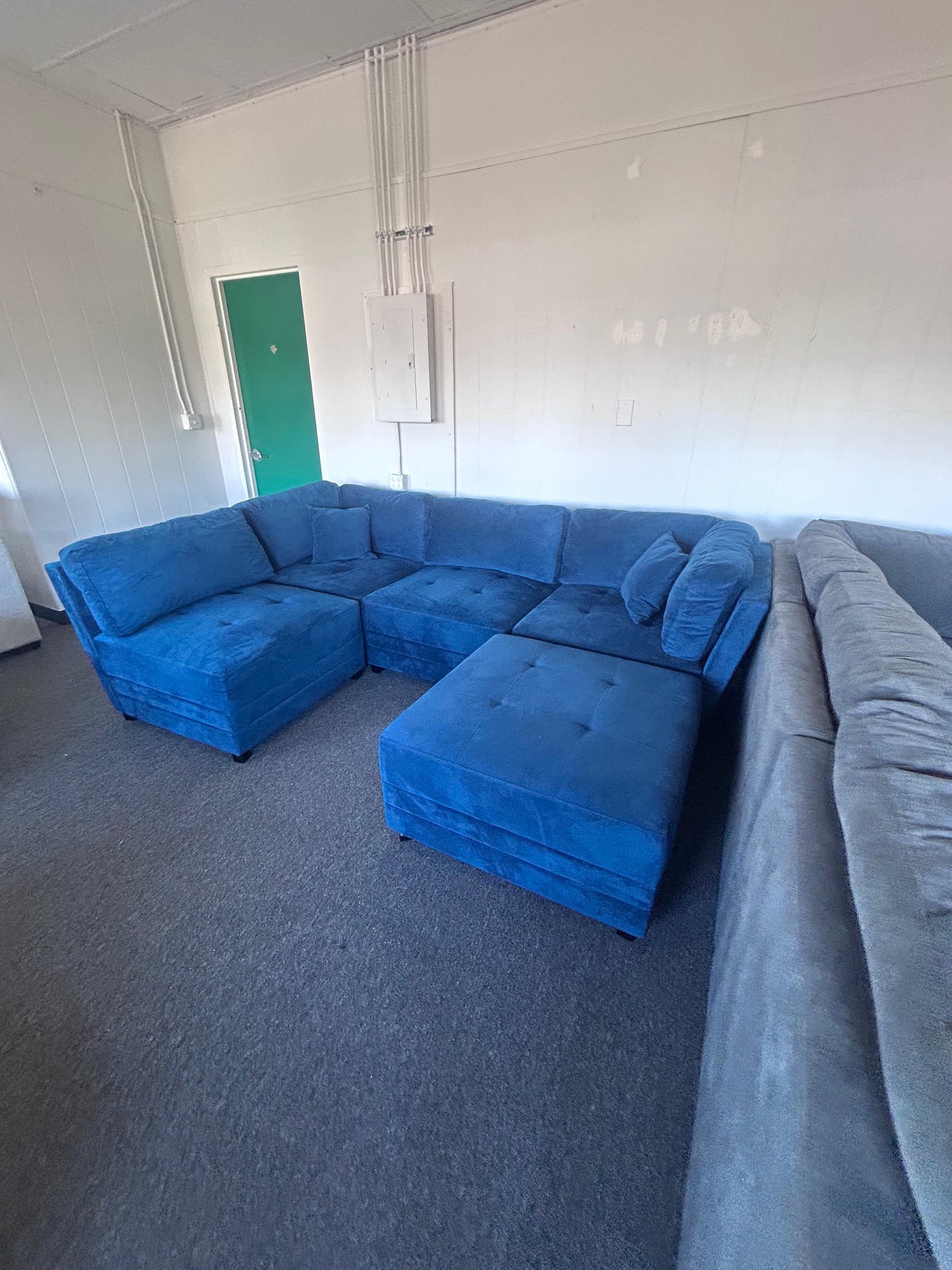 Blue Velvet Modular Sectional