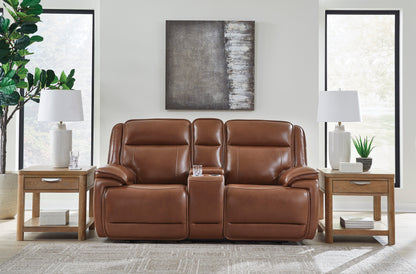 Healy Pier Dual Power Leather Reclining Sofa and Loveseat