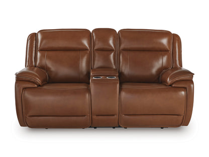 Healy Pier Dual Power Leather Reclining Sofa and Loveseat