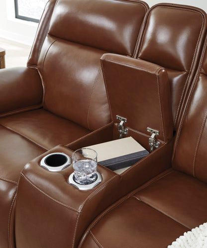 Healy Pier Dual Power Leather Reclining Sofa and Loveseat
