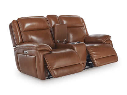 Healy Pier Dual Power Leather Reclining Sofa and Loveseat