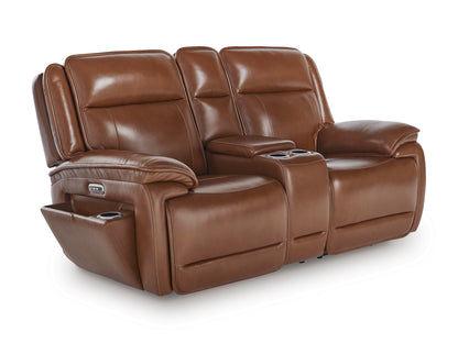 Healy Pier Dual Power Leather Reclining Sofa and Loveseat