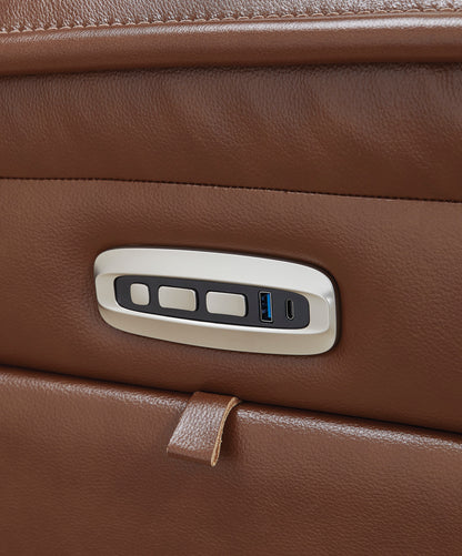 Healy Pier Dual Power Leather Reclining Sofa and Loveseat