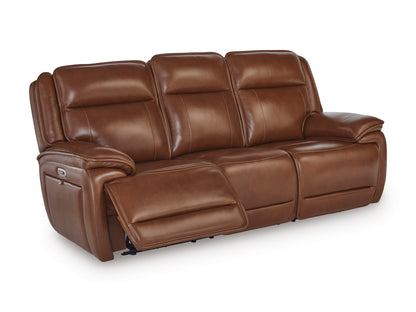 Healy Pier Dual Power Leather Reclining Sofa and Loveseat