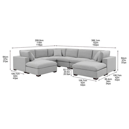Seccional modular de 8 piezas Thomasville Lowell - Gris claro