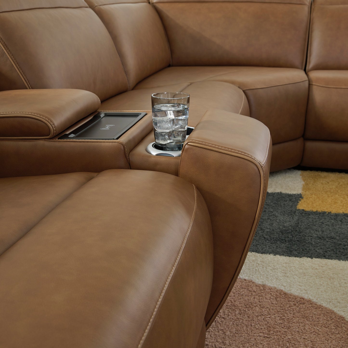 Rally-Up 6-Piece Dual Power Leather Reclining Modular Sectional with Console