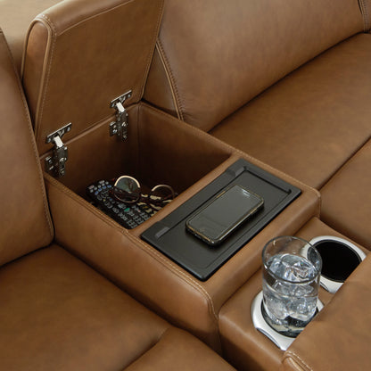 Rally-Up 6-Piece Dual Power Leather Reclining Modular Sectional with Console