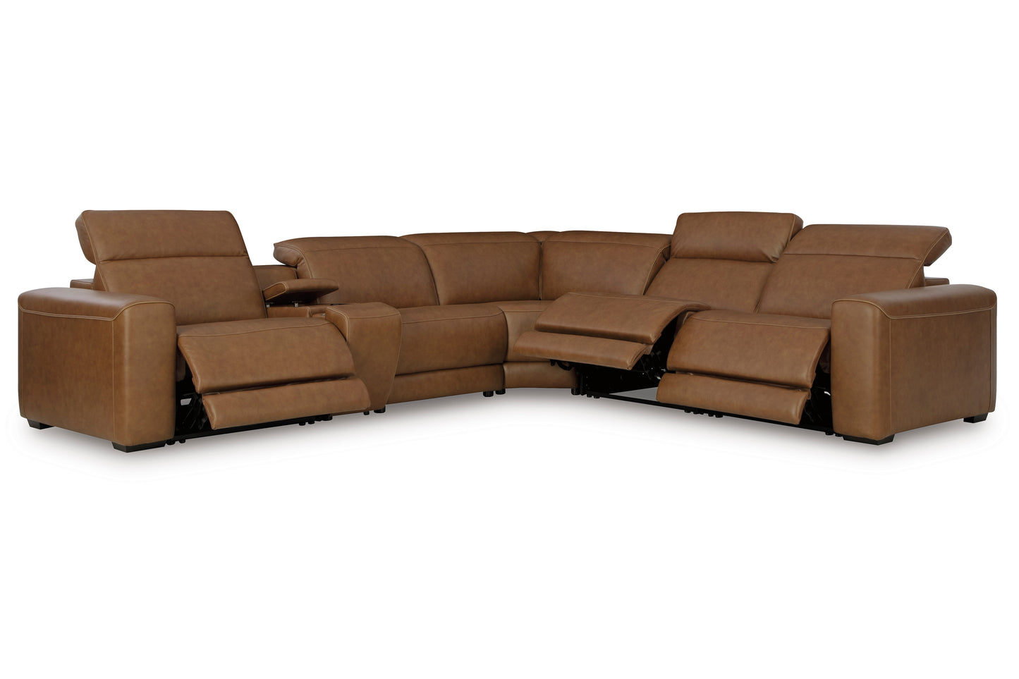 Rally-Up 6-Piece Dual Power Leather Reclining Modular Sectional with Console
