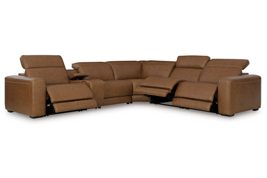 Rally-Up 6-Piece Dual Power Leather Reclining Modular Sectional with Console