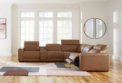 Rally-Up 6-Piece Dual Power Leather Reclining Modular Sectional with Console