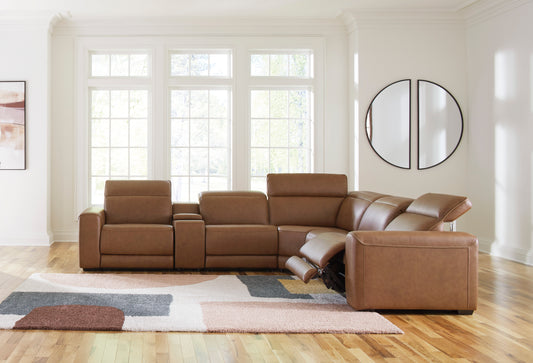Rally-Up 6-Piece Dual Power Leather Reclining Modular Sectional with Console