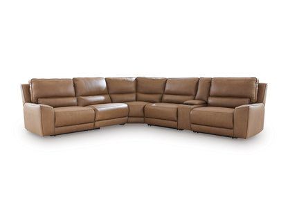Silverbrooke 6-Piece Leather Dual Power Reclining Modular Sectional with Console