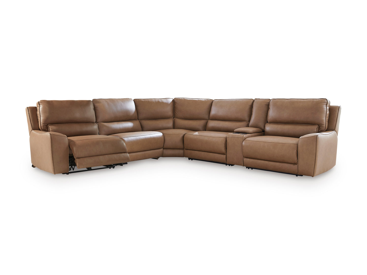 Silverbrooke 6-Piece Leather Dual Power Reclining Modular Sectional with Console