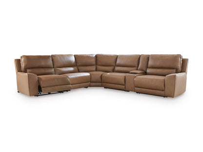 Silverbrooke 6-Piece Leather Dual Power Reclining Modular Sectional with Console