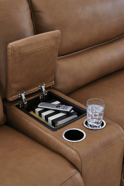 Silverbrooke 6-Piece Leather Dual Power Reclining Modular Sectional with Console