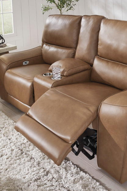 Silverbrooke 6-Piece Leather Dual Power Reclining Modular Sectional with Console