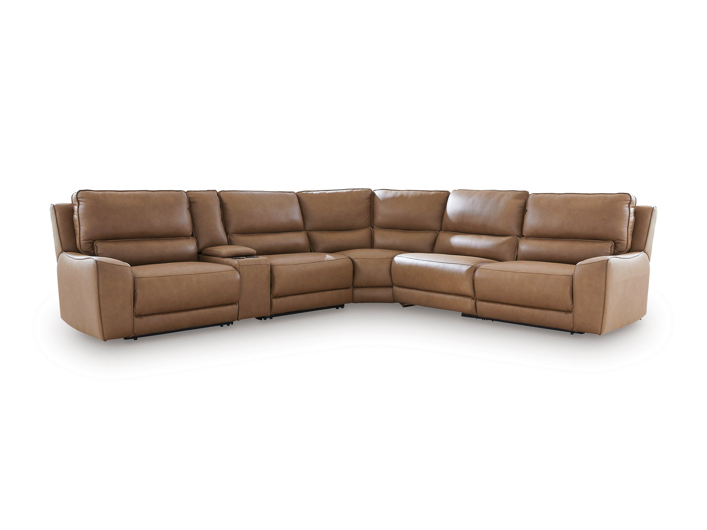 Silverbrooke 6-Piece Leather Dual Power Reclining Modular Sectional with Console