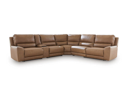 Silverbrooke 6-Piece Leather Dual Power Reclining Modular Sectional with Console