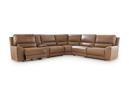 Silverbrooke 6-Piece Leather Dual Power Reclining Modular Sectional with Console